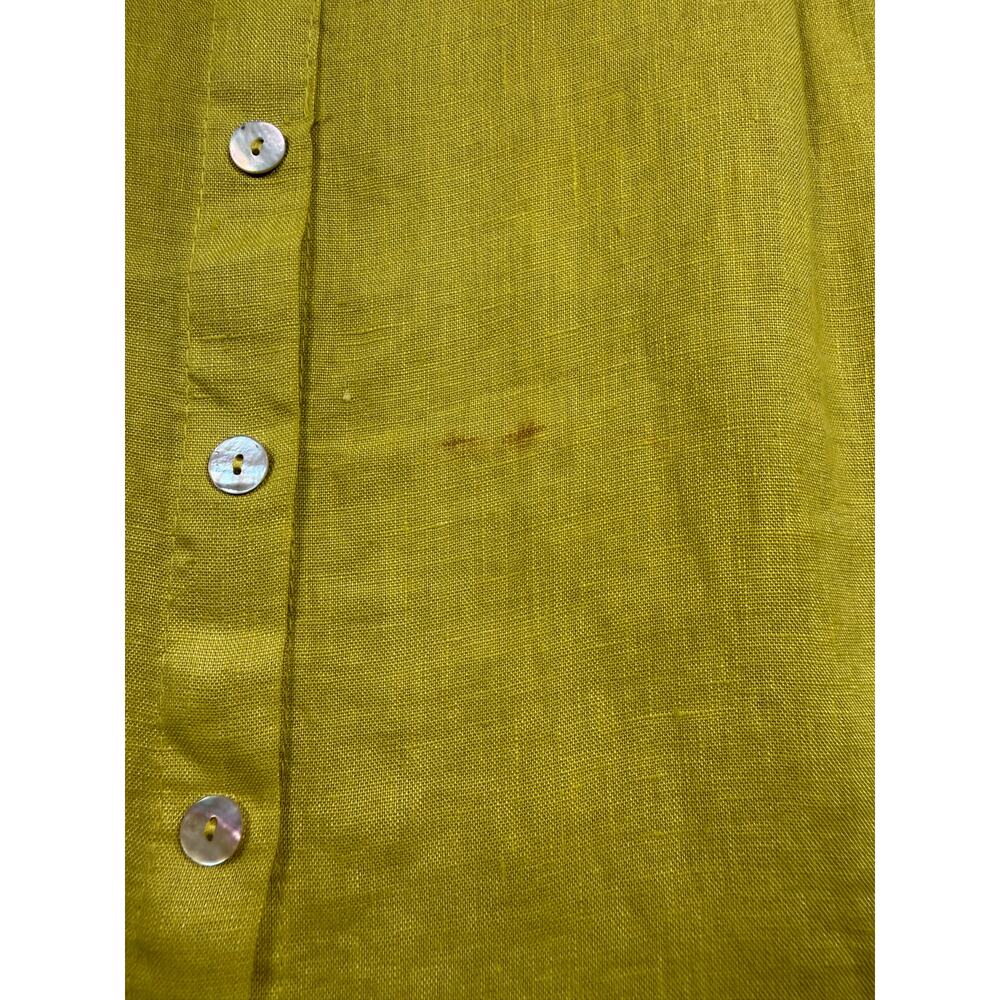 Terzo Millennio Italian Linen Top Green Yellow Tunic Size Large - Picture 9 of 9